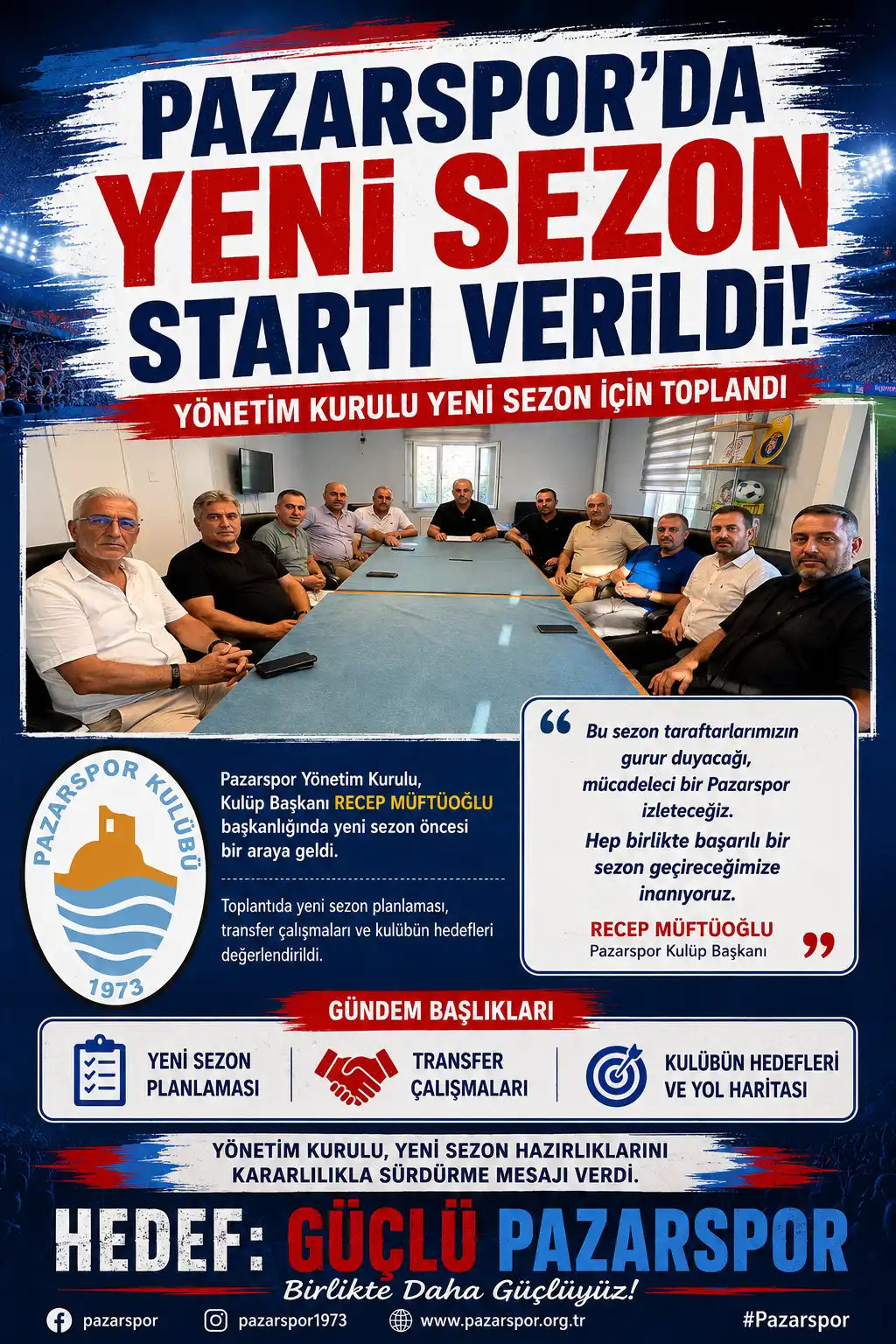 RİZE-PAZARSPOR  YENİ SEZON İÇİN START  VERDİ....